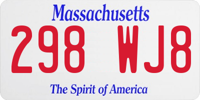 MA license plate 298WJ8