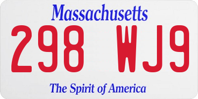 MA license plate 298WJ9