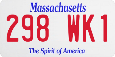 MA license plate 298WK1