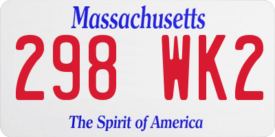 MA license plate 298WK2