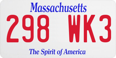 MA license plate 298WK3