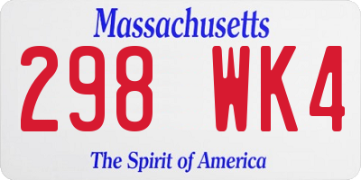 MA license plate 298WK4