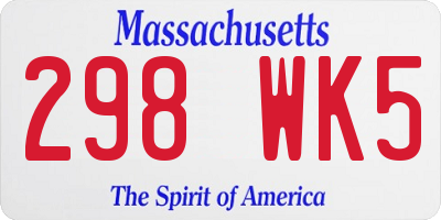 MA license plate 298WK5
