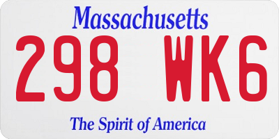 MA license plate 298WK6