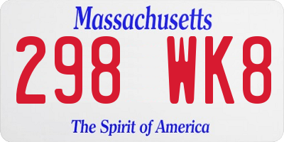 MA license plate 298WK8