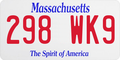 MA license plate 298WK9
