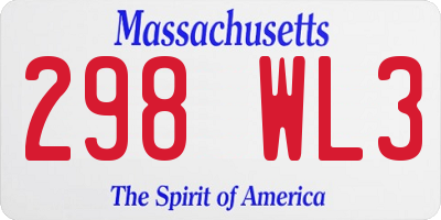 MA license plate 298WL3