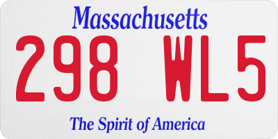 MA license plate 298WL5