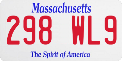 MA license plate 298WL9