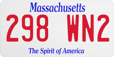MA license plate 298WN2