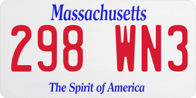 MA license plate 298WN3