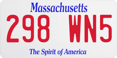 MA license plate 298WN5