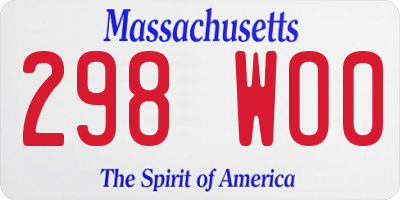 MA license plate 298WO0