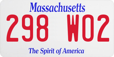 MA license plate 298WO2