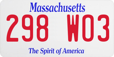 MA license plate 298WO3