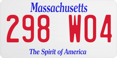 MA license plate 298WO4