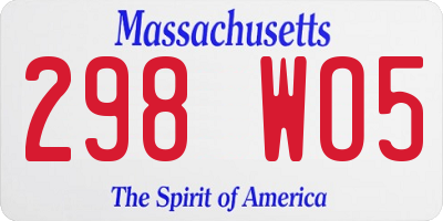 MA license plate 298WO5
