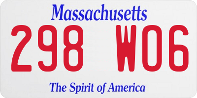 MA license plate 298WO6