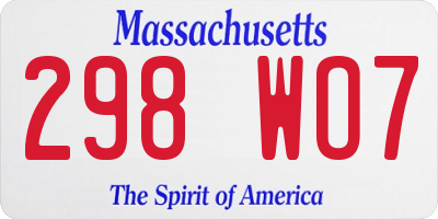 MA license plate 298WO7