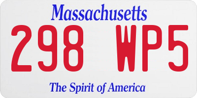 MA license plate 298WP5