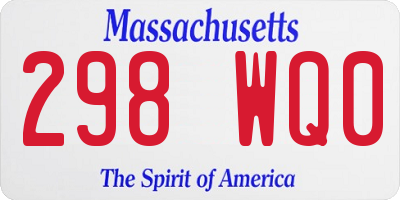 MA license plate 298WQ0