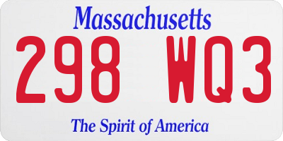 MA license plate 298WQ3
