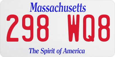 MA license plate 298WQ8