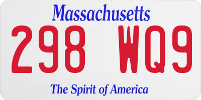MA license plate 298WQ9