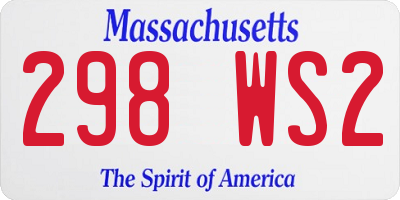 MA license plate 298WS2
