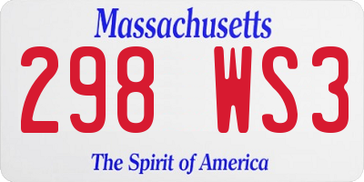 MA license plate 298WS3