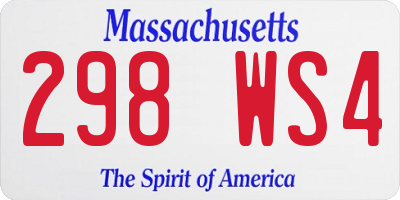 MA license plate 298WS4
