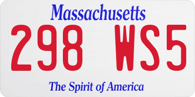 MA license plate 298WS5