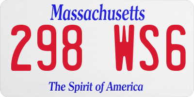 MA license plate 298WS6
