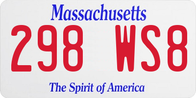 MA license plate 298WS8