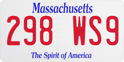 MA license plate 298WS9