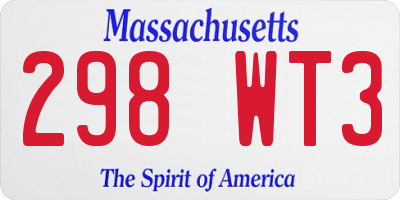 MA license plate 298WT3