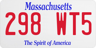 MA license plate 298WT5