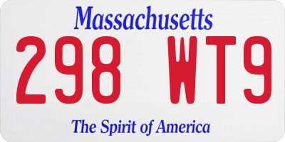 MA license plate 298WT9