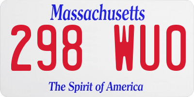 MA license plate 298WU0