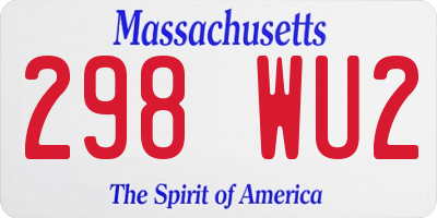 MA license plate 298WU2