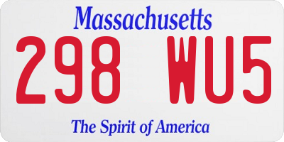 MA license plate 298WU5