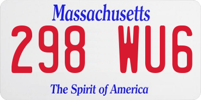 MA license plate 298WU6