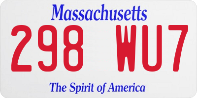 MA license plate 298WU7