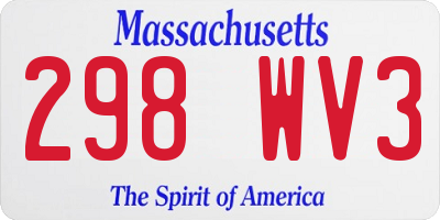 MA license plate 298WV3