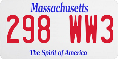 MA license plate 298WW3