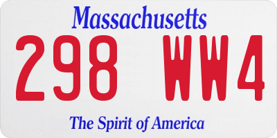 MA license plate 298WW4