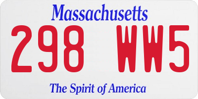 MA license plate 298WW5