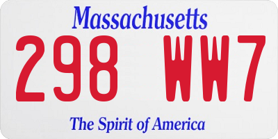 MA license plate 298WW7