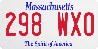 MA license plate 298WX0