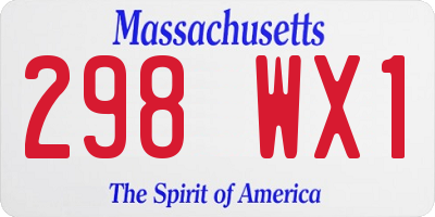 MA license plate 298WX1